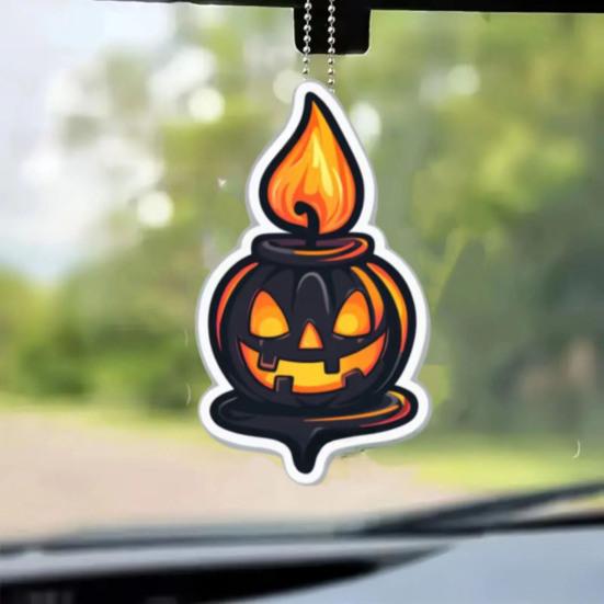 Хэллоуин Шарм для зеркала заднего вида автомобиля Мультяшная Летучая мышь/Кошка/Привидение/Ведьма Акриловая подвеска 2D Плоские Автомобильные аксессуары для интерьера для Рюкзака Кошки Телефона