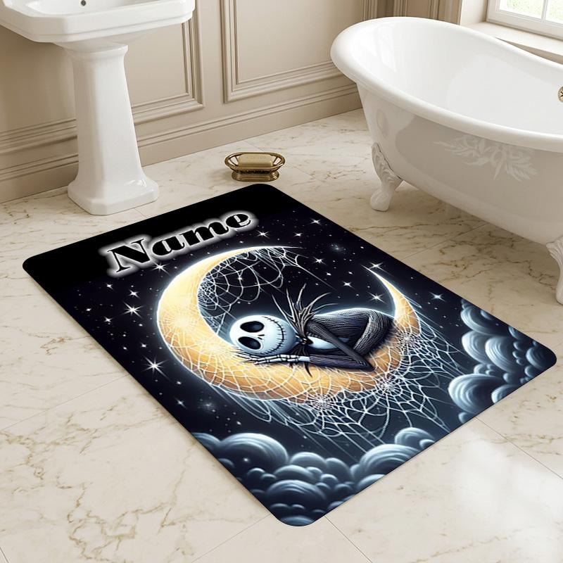 Personalized Name Nightmare Before Christmas Living Room Non-Slip Area Rug Soft Carpet for Bedroom Kids Playroom Sofa Office Home Decor Doormat