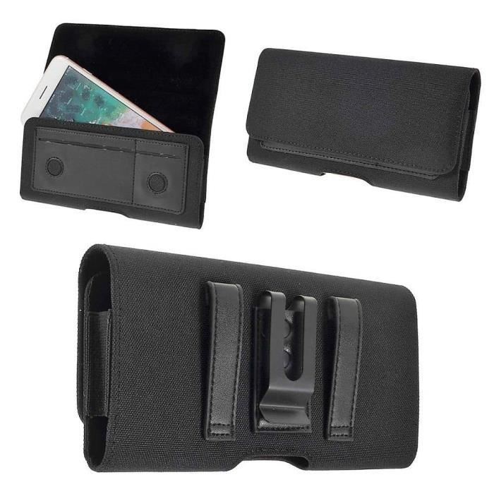 Pour F+ H166 (2021) Étui Housse Clip Métal Ceinture Horizontal Porte-cartes - Noir