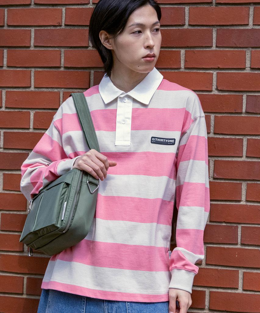 DTHIRTYONE Stripe Rugby Polo (Salmon Pink)
