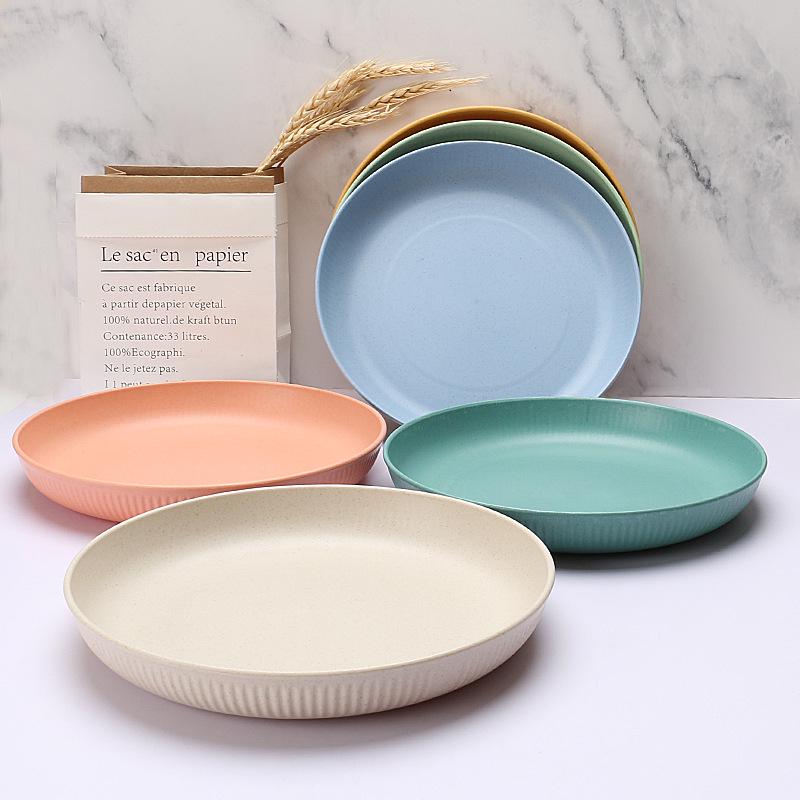 Eco-Friendly Wheat Straw Dinnerware Set: Versatile Plate for Pasta, Salad, Snacks, and Storage In Gift Box