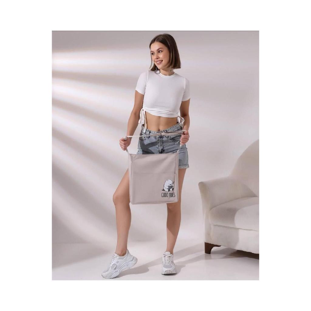 Сумка из набивного полотна с двумя карманами на молнии 1-го класса с регулируемым плечевым ремнем цвета мяты