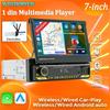 7-дюймовый выдвижной сенсорный экран беспроводной Carplay Android Auto 1Din автомобильный радиоприемник BT/FM GPS мультимедийный проигрыватель интеллектуальные системы