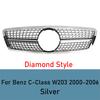 For Mercedes C-Class W203 2000-2006 Front Grill Grille Mesh ABS Black Chrome Car Grille  Tuning Accessories Facelift