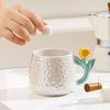 Household High Value Ceramic Cup Small Flower Belt Mug Creative Personality Water Cup Large Capacity High Temperature Resistant Cup