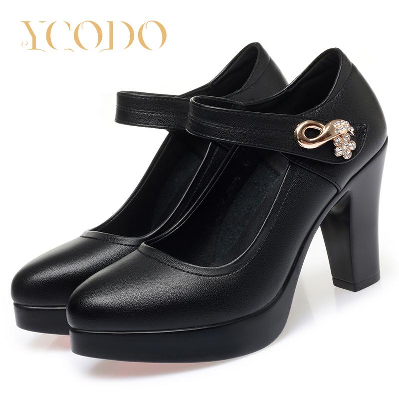 Удобные модельные туфли на высоком каблуке для студентов из натуральной кожи для женщин и девочек Мэри Джейн для девочек