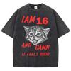 Мне 16, и, черт возьми, это приятно. Узор. Мужская футболка. Ретро. Повседневные футболки. Уличная. С коротким рукавом. Летняя. Свободная одежда.