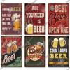 Decor Beer Vintage Tin Signs Plaque Metal Plates Retro Poster Wall Art Stickers for Bar Pub Club Man Cave Room Decoration
