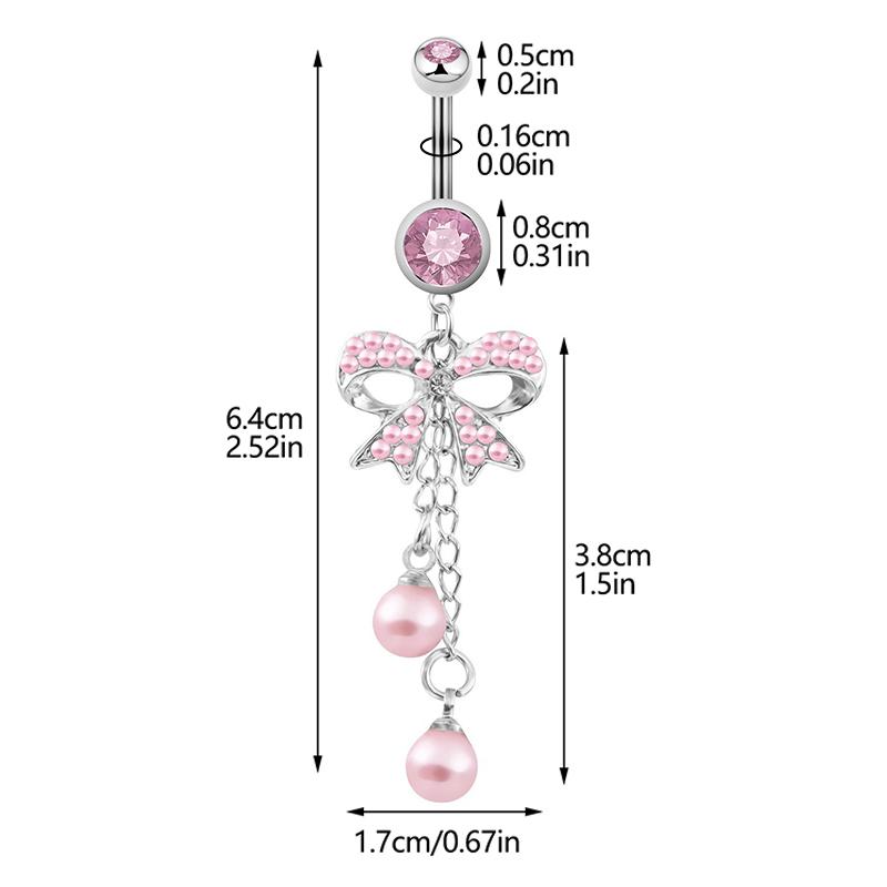 Stainless Steel Belly Button Ring Sexy Drop Dangle Body Piercing Jewelry For Women Girls Pink Zircon Navel Rings Gifts
