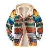 New Winter Men's Colorful Striped Hooded Long-sleeved Thickened Plush Casual Jacket