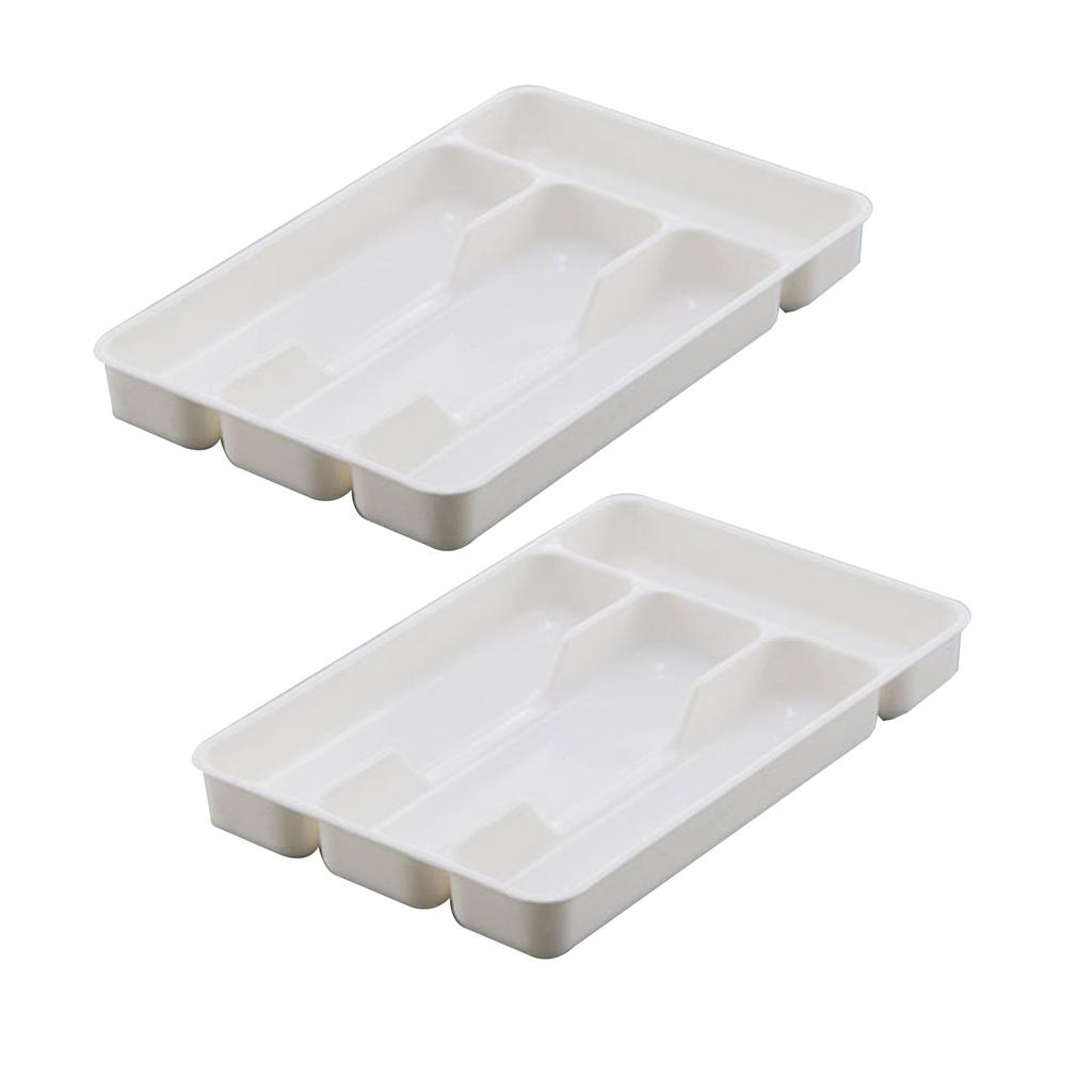 4 Compartments Cutlery Tray Kitchen Drawer Organizer Spoon Knife Fork Separation Plastic Storage Box Tableware Tray