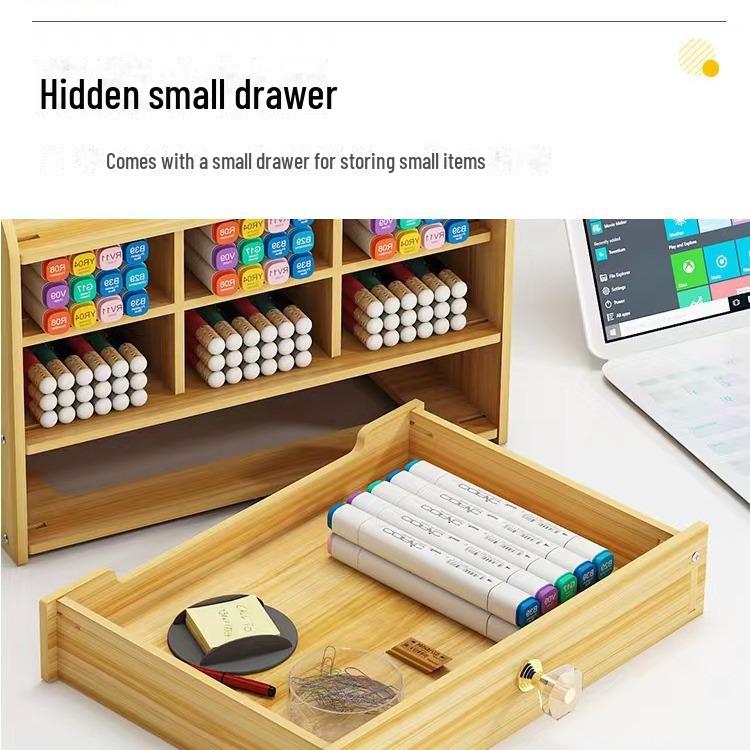 Nordic Style Wooden Desktop Pen Holder and Stationery Organizer