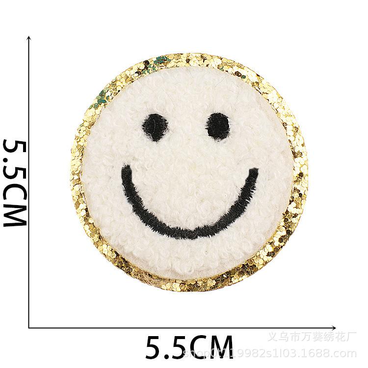 Cross-Border Smiley Face Embroidery Cloth Sticker Towel Embroidery Lightning Patch Sticker Ironing Greet Computer Embroidery Chapter Boy Love Sticker