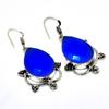 Ювелирные серьги ручной работы с синим халцедоном 925 пробы, посеребренные, 1,89 дюйма