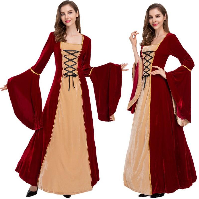 Halloween Vintage European Court Long Dress Queen Costume Stage Party
