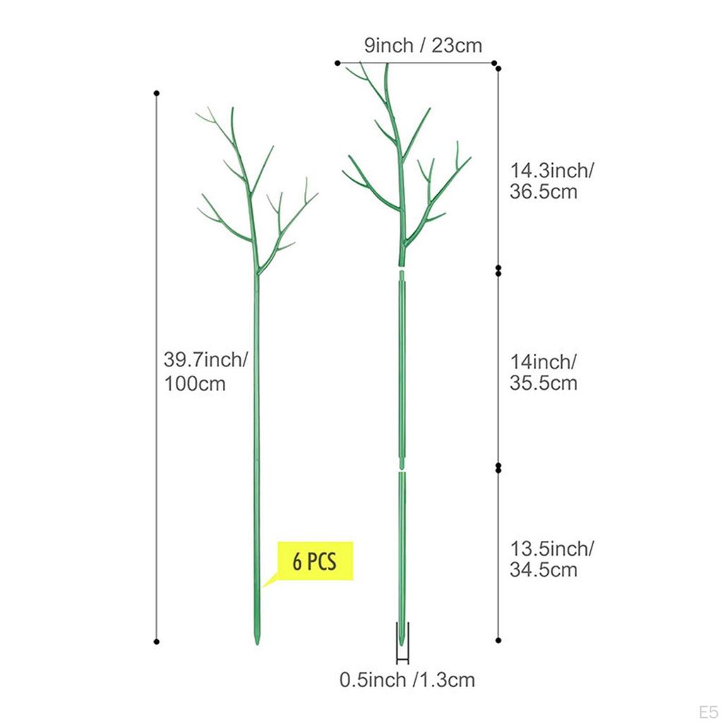 Набор кольев для поддержки растений, 6 предметов, универсальная опора для помещения, зеленые аксессуары с зажимами для орхидей