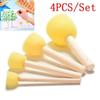 4 шт./набор игрушек для рисования желтая губка кисть деревянная ручка для рисования граффити дети DIY игрушки для рисования