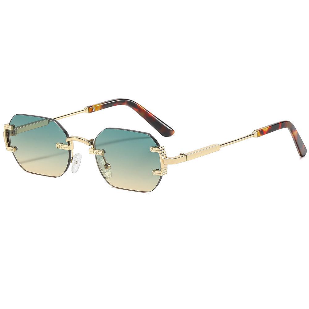New fashionable retro square frameless trimmed sunglasses ins personalized versatile travel driving sunscreen sunglasses tide