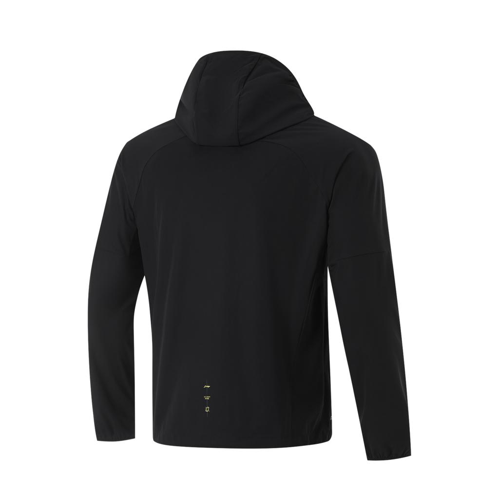 Li Ning Модная Удобная Дышащая Простая Приталенная Спортивная Куртка с Капюшоном на Молнии Мужские Куртки Черный AFDU973-1