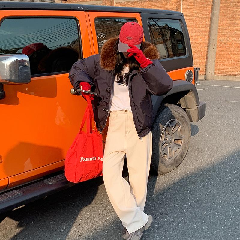 Осень-зима, утепленная теплая парка, женская повседневная милая однотонная Свободная куртка с капюшоном и большим карманом, верхняя одежда