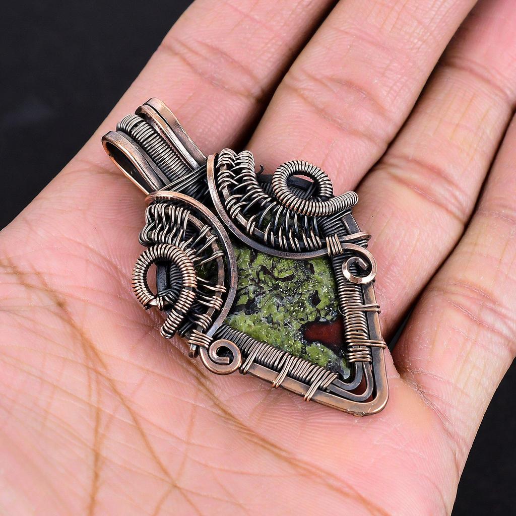 Подвеска из яшмы Драконьей крови, обернутая медной проволокой 999 пробы, Ювелирные изделия с подвеской из драгоценного камня ручной работы, Подарки для жены, Новая подвеска