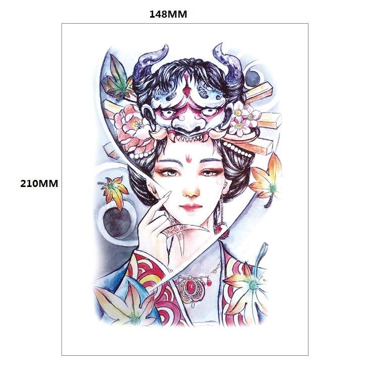 Традиционная красивая женщина персонаж слезы гейши цветная вода переводная цветочная рука анти-реальная татуировка наклейка татуировка