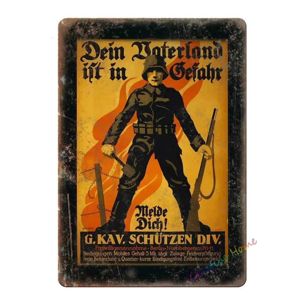 BarCafeVintageArt Не шуметь Металлическая табличка - Винтажный немецкий плакат, Табличка для пещеры|Отлично подходит для украшения домашнего бара, гаража, кафе и гостиной