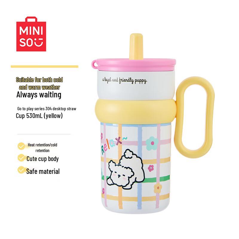 MINISO Play Series 304 Stainless Steel Desktop Straw Cup 530mL