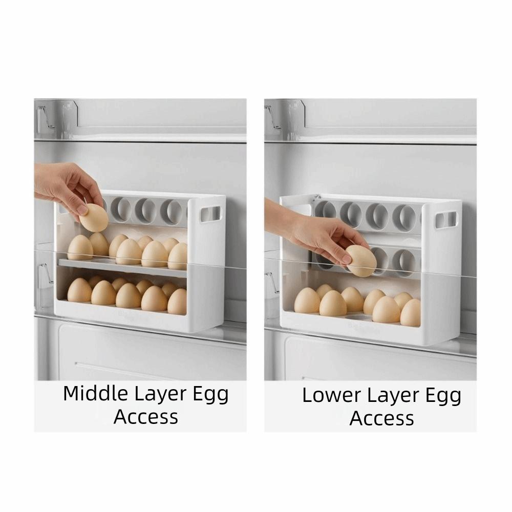 Plastic Flip-top Egg Storage Box Anti-drop Egg Storage Tray 3 Tiers Egg Storage Box Refrigerator