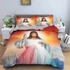 3D Jesus Duvet Cover Christian Sacred Jesus Bedding Set Suitable for Christian Jesus Bedding God Bless You Room Decor Women Men