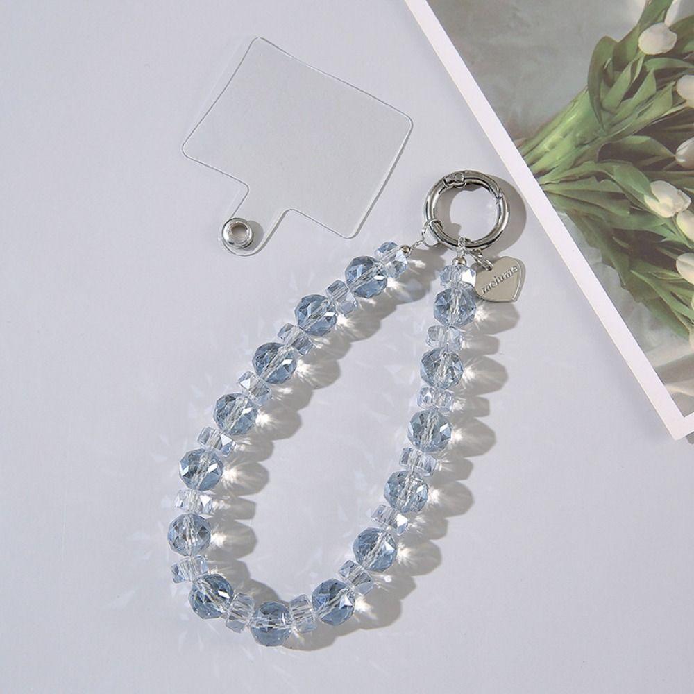 Detachable Crystal Bead Keychain Transparent Wrist Crystal Chain for Women Girls