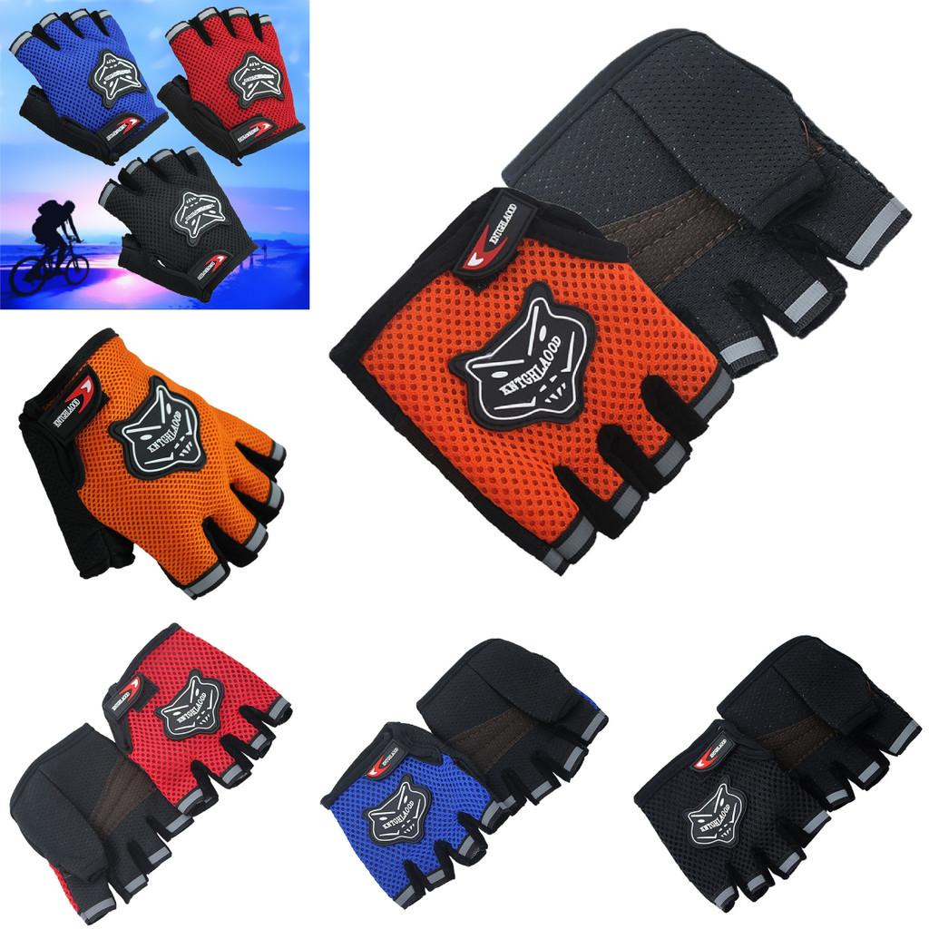 Lightweight Non-slip Half Finger Cycling Gloves In Red Yellow Blue And Black Colors