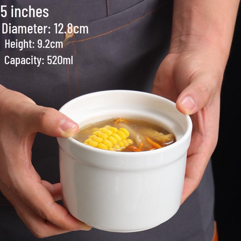 Ceramic Double Boiler Stew Pot with Lid for Soup, Bird's Nest, and Steamed Eggs