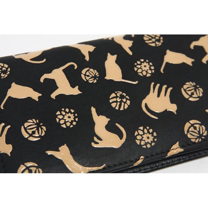 [Hasegawa] Deer Skin Inden Long Wallet (Cat White) 18.5x9x2cm