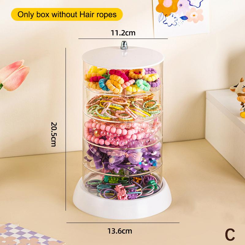 Коробка для хранения детских аксессуаров для волос, многослойная вращающаяся заколка для волос, резинка для волос для девочек, шкатулка для украшений