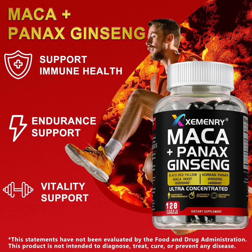 Maca root capsules contain Korean ginseng extract, provide immune support, and are gentle and easily absorbed.