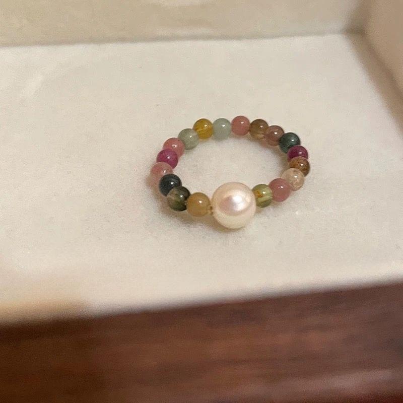 Цветное хрустальное кольцо с бисером, нишевый дизайн, чувство высокого класса, кольцо на палец, темперамент легкой роскоши, универсальные кольца-аксессуары