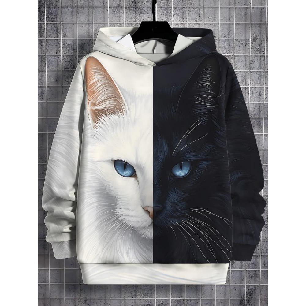Girls Clothes Hoodies for Kids Cute Cartoon Cat Printed Hoodie Spring Autumn Casual Tops Fashion Sweatshirt Children's Clothing