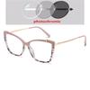 Blue Light Blocker Cat Eye Nearsighted Glasses For Women 1.56 Single Lens Myopia Photochromic Eyeglasses 0 -0.5 -0.75 To -6.0