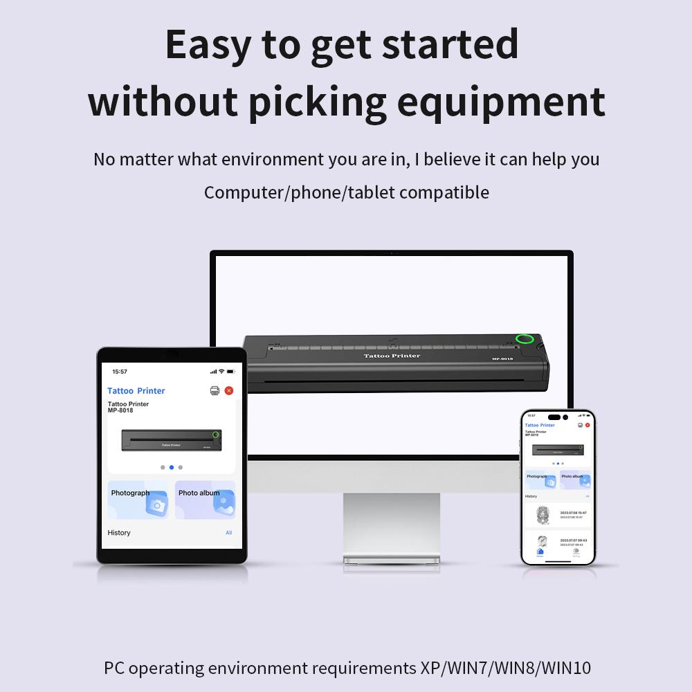 BT Connection Tattoos Printer Mobilephone APP One-click Printing Thermal Tattoos Pattern Stencil