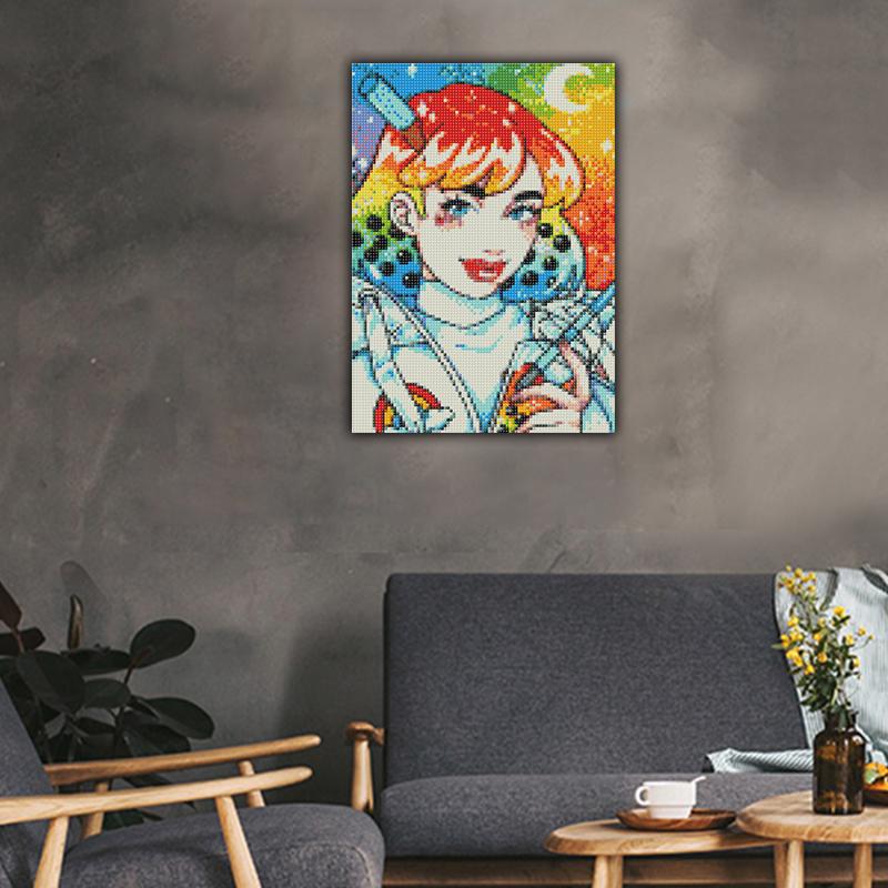 FIYO 11,8x16,73 дюйма Алмазная картина Полная круглая дрель Алмазная жемчужина Девушка Круглая алмазная живопись Ручная работа Diy Алмазная мозаика Картина Украшение дома