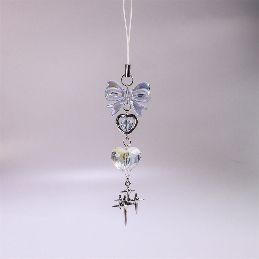 Pink Kawaii Y2K Star Phone Charms Pendant Cute Butterfly Bead Handmade Sweet Girl Keychain For Camera New