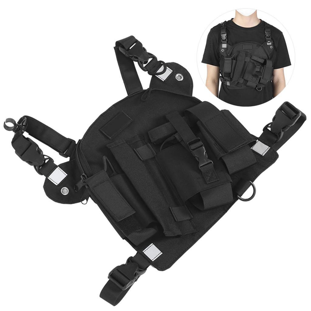 Рация Нагрудный Фронтальный Подсумок Тактика Открытый Жилет Разгрузка Сумка для Ношения Сумка для ХраненияЧерный