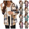 Women Long Sleeve Pullover Casual  Plaid Shacket Jackets Fuzzy Fleece Button Down Open Front  Jackets Outfits