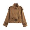 Kaslead New Women clothes Western Style Versitile Fashion Short with Waist Buckle Trench coat Outerwear