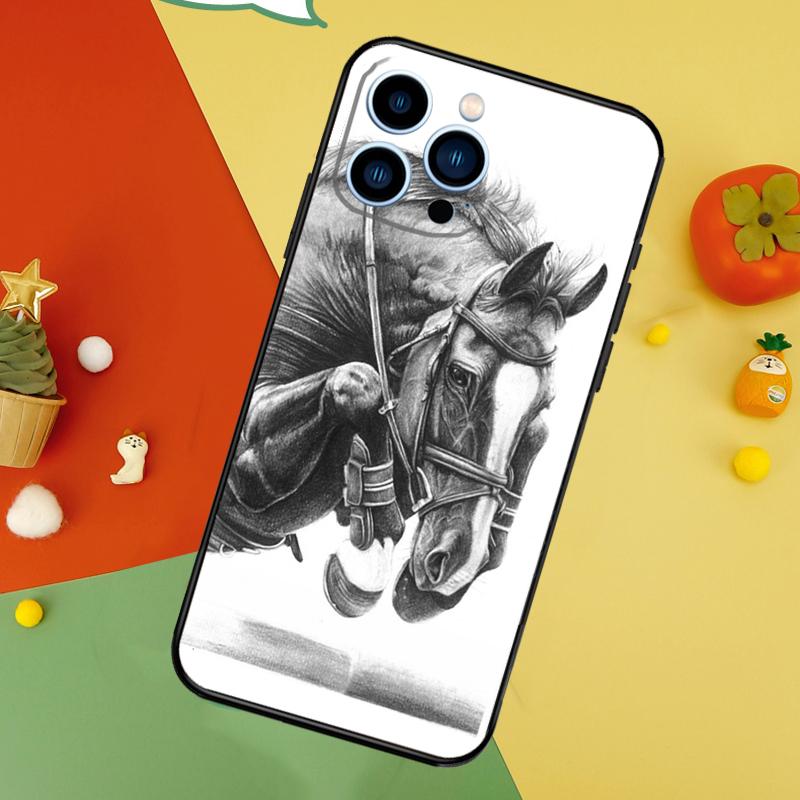 Чехол для телефона с эскизом лошади для iPhone 17 Pro Max 16 15 14 13 12 11 Pro Max Plus 12 13 Mini 16e 17 Air Cover