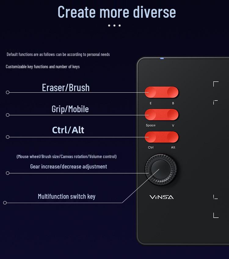 Wencai VINSA 16K Pressure Digital Tablet for Painting & Drawing - Compatible with Android Devices