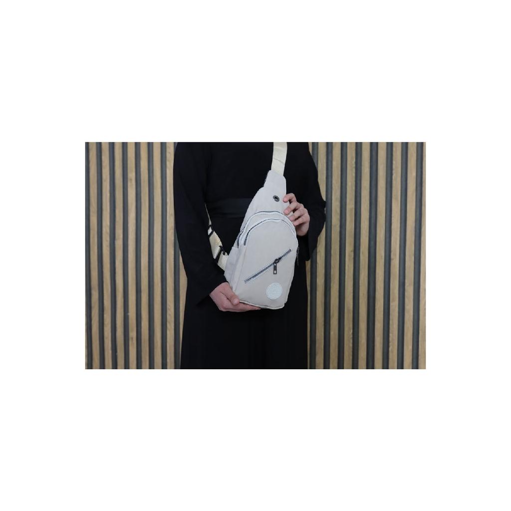 Unisex Gray Side Cross Chest And Waist Bag With Headphone Usb Port And Mobile Phone Compartment