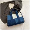 2025 Summer New Casual Portable Tote Bag Women's Fashion Color Matching Denim Versatile Messenger Shoulder Bag