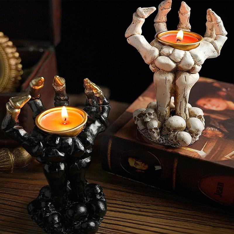 Хэллоуин Череп Рука Подсвечник Подсвечник Украшения Смола Череп Хэллоуин Настольный Декор Веранды Подарки Декор Для Стола